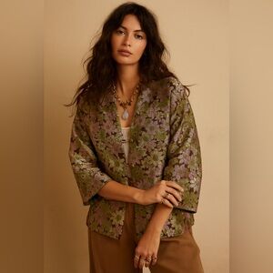 Vintage Bohemian Floral Metallic Brocade Jacket
